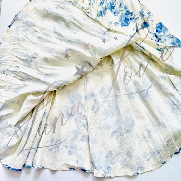 V. CHAPMAN Vera Ruffle Corset Midi Dress In Provencal Blue Floral (size 10) NWT - Picture 7 of 14